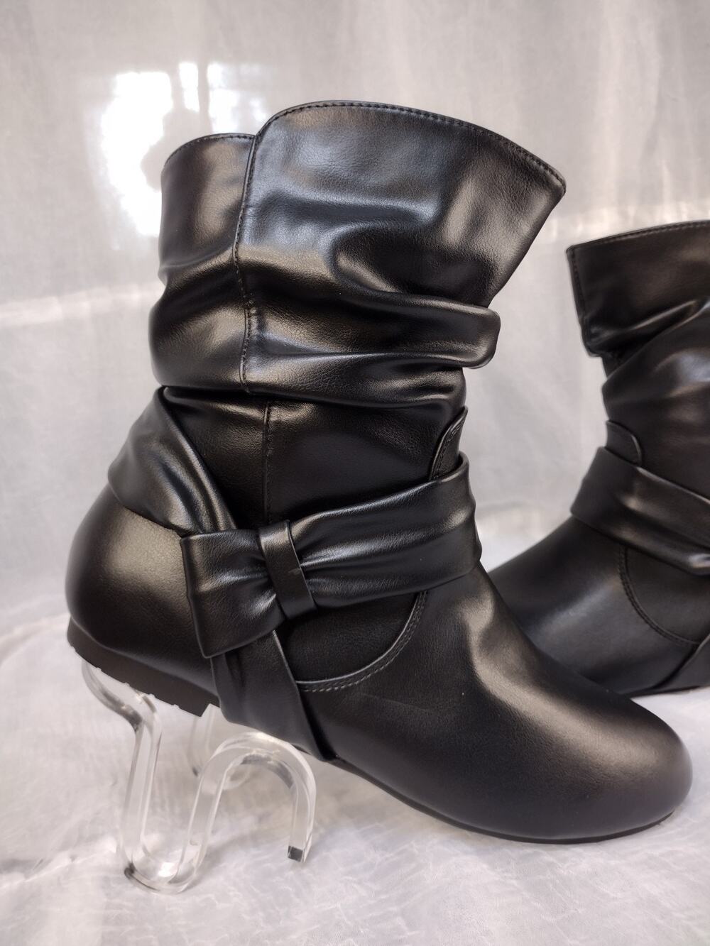 Vepose Women's 939A Mid-Calf Slouch Boots Size 8.5 Flat Low Heel Zip Closure
